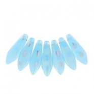 Czech Glass Daggers beads 5x16mm Blue ab Dots